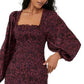 Vestido curto de manga comprida Smock It To Me da Free People para mulheres, preto, tamanho médio