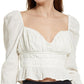 Blusa de algodão com gola amarrada Chloe Smocked feminina Free People, branca, tamanho X-S