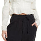 Blusa de algodão com gola amarrada Chloe Smocked feminina Free People, branca, tamanho X-S