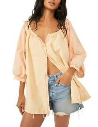 Túnica feminina de algodão Oxford Swing da Free People, branca, tamanho médio