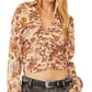 Top curto estampado Got You da Free People para mulheres, marrom, tamanho médio