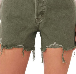 Shorts jeans rasgado com corte Makai feminino da Free People, verde, tamanho 29