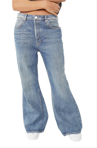 Calça jeans flare feminina New Dawn da Free People, azul, tamanho 30