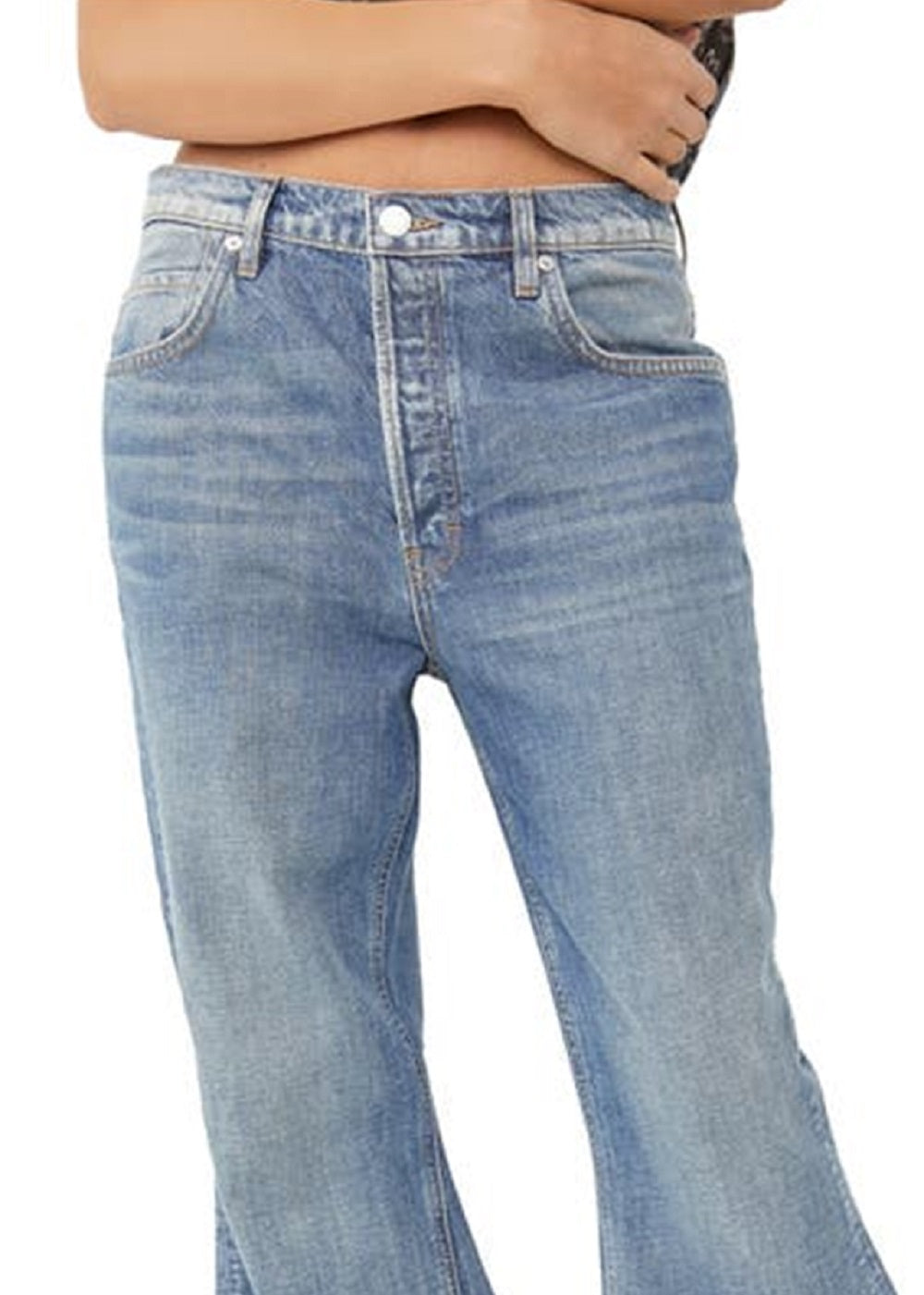 Calça jeans flare feminina New Dawn da Free People, azul, tamanho 30