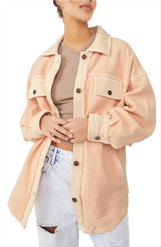 Camisa e jaqueta de lã Ruby Fleece feminina Free People, laranja, tamanho X-S