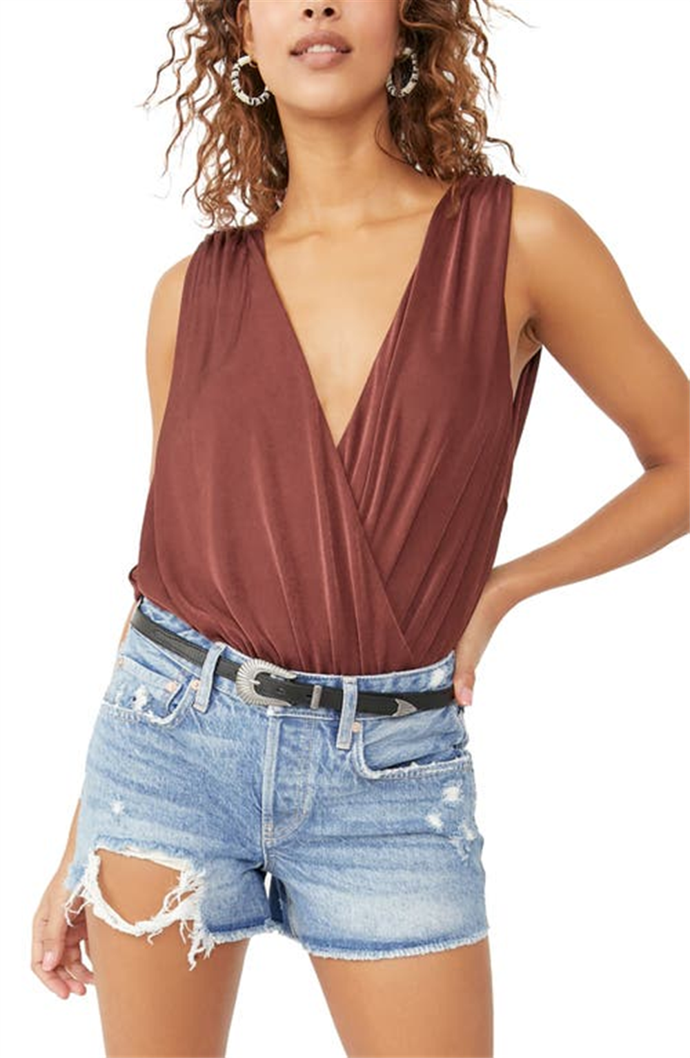 Body Coruja Noturna Free People em Noz-moscada Tamanho P