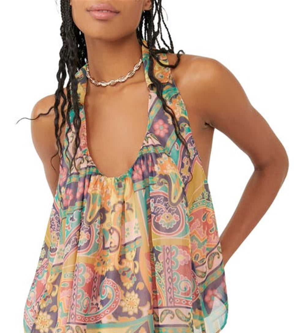 Regata Halter com Estampa de Morango Feminina Free People Verde Tamanho X-S