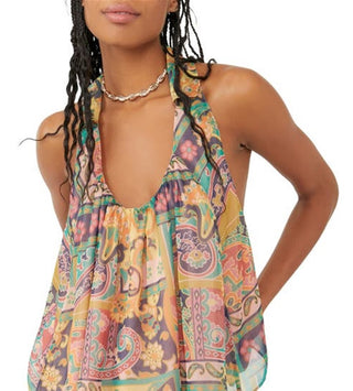 Regata Halter com Estampa de Morango Feminina Free People Verde Tamanho X-S