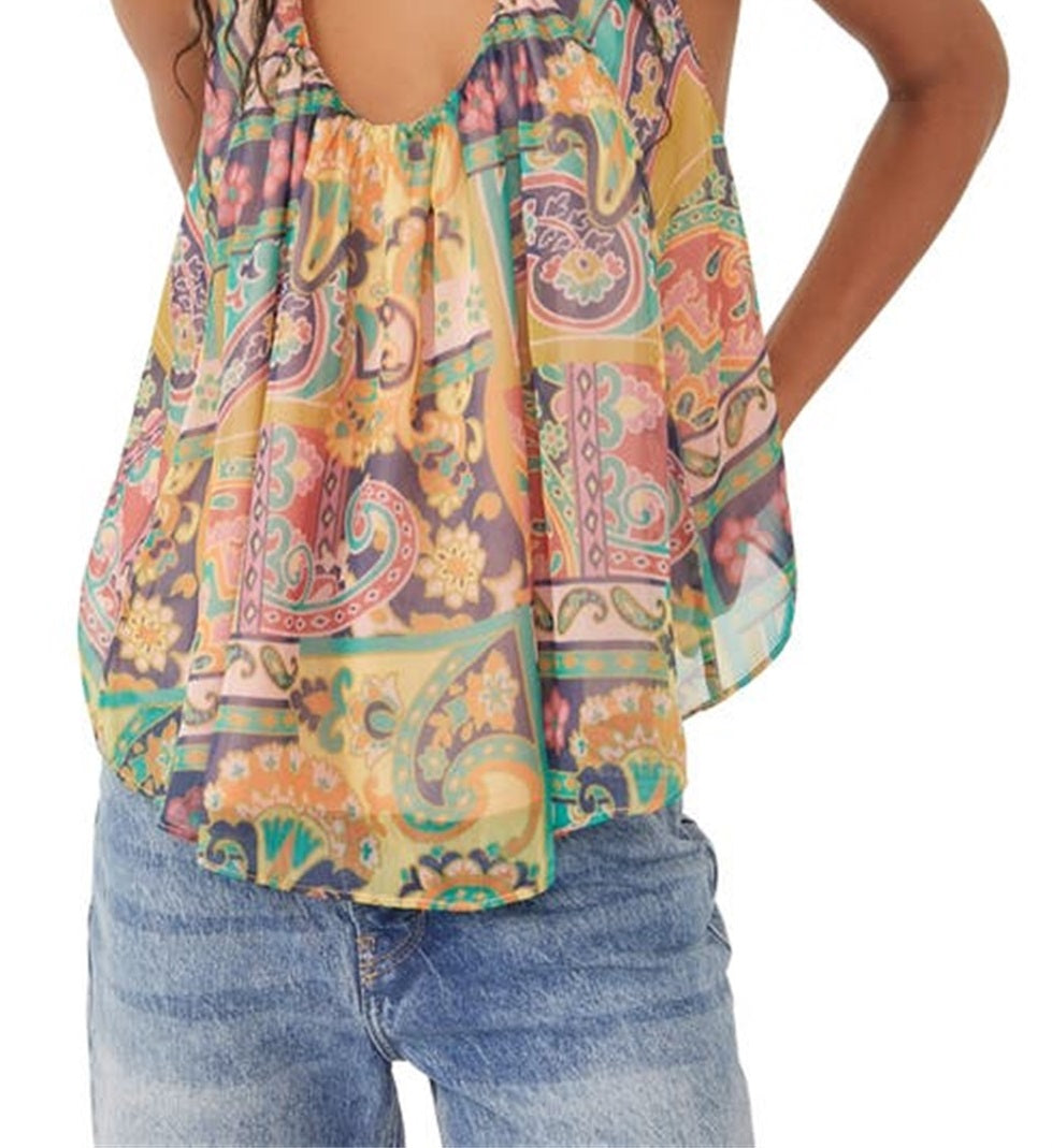 Regata Halter com Estampa de Morango Feminina Free People Verde Tamanho X-S