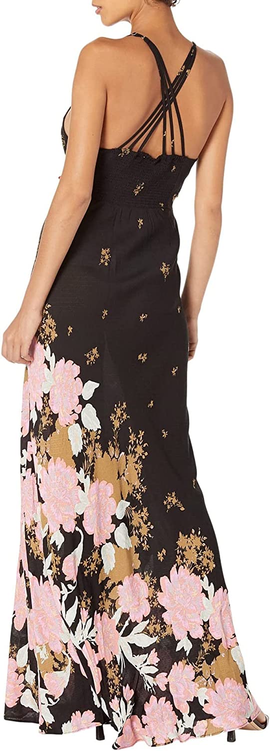 Vestido longo floral Get To You da Free People para mulheres, preto, tamanho extrapequeno