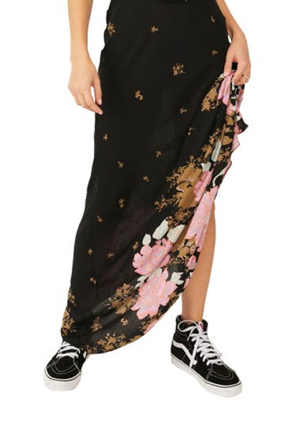 Vestido longo floral Get To You da Free People para mulheres, preto, tamanho médio