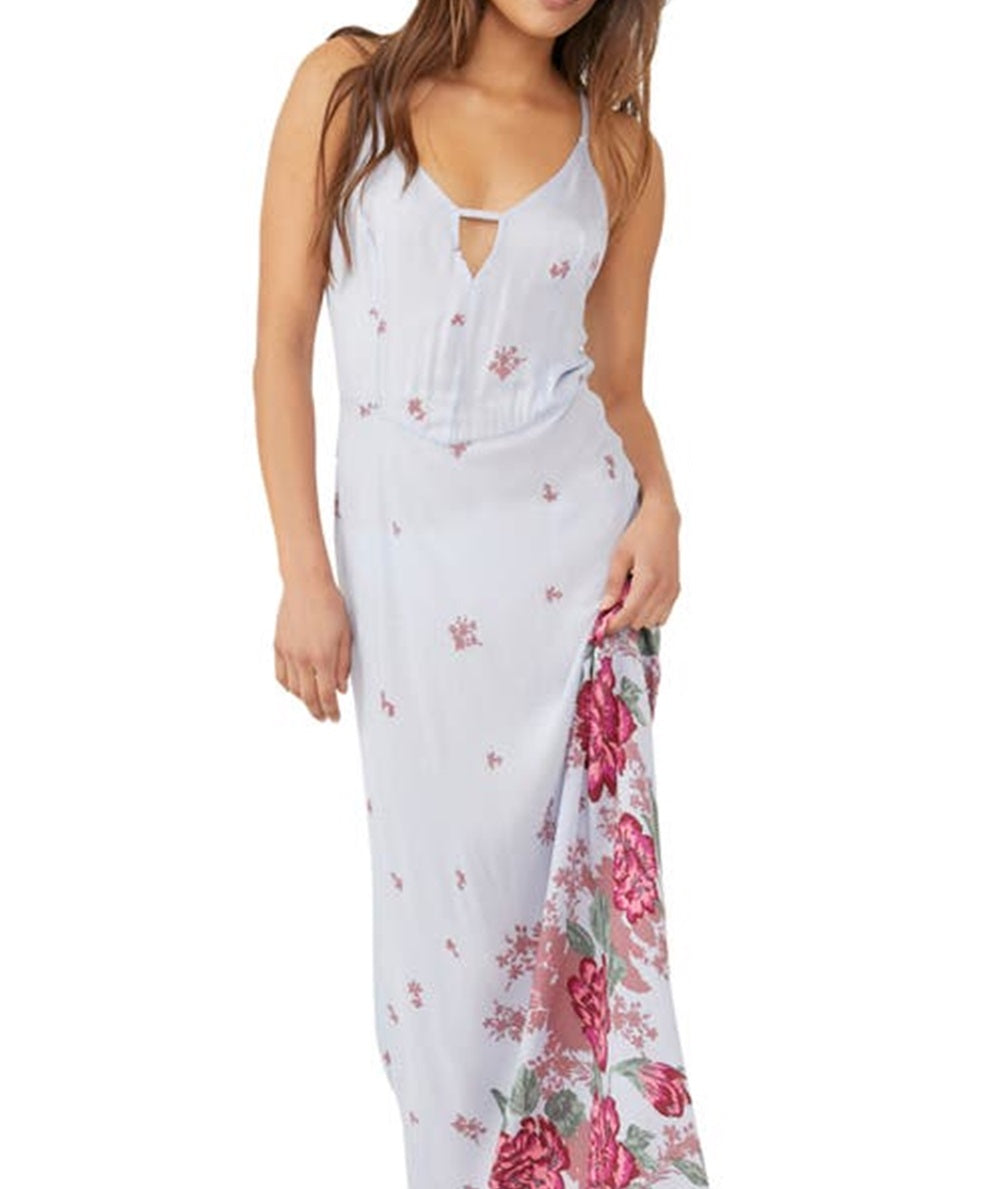 Vestido longo floral Get To You da Free People para mulheres, roxo, tamanho extragrande
