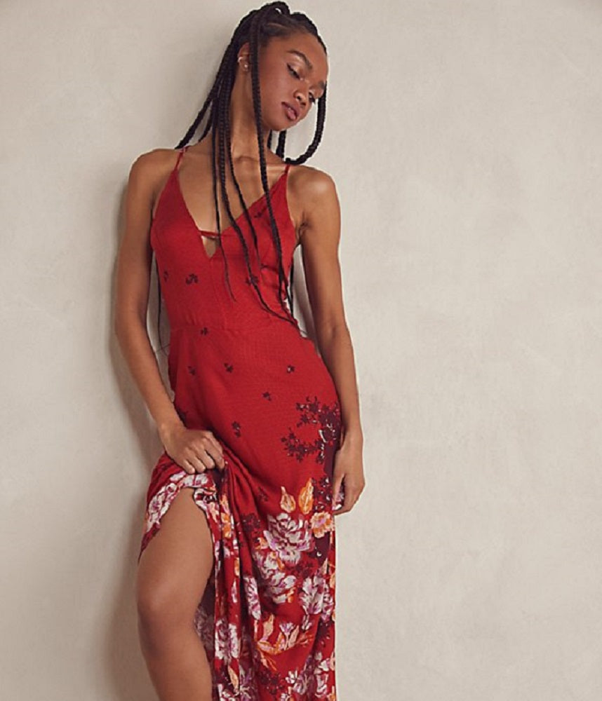 Vestido longo floral Get To You da Free People para mulheres, tamanho X-S
