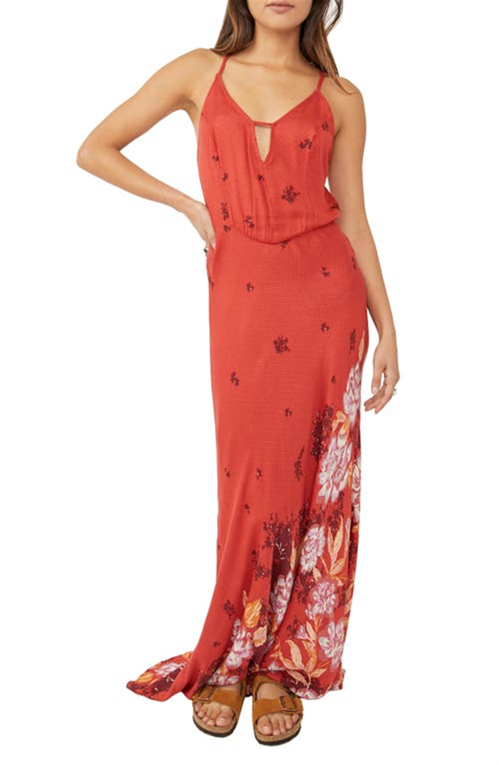 Vestido longo floral Get To You da Free People para mulheres, tamanho X-G