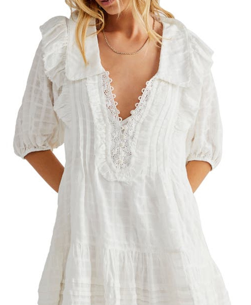 Vestido curto xadrez Elora Tonal Windowpane da Free People para mulheres, tamanho XS