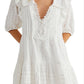 Vestido curto xadrez Elora Tonal Windowpane da Free People para mulheres, tamanho pequeno, branco