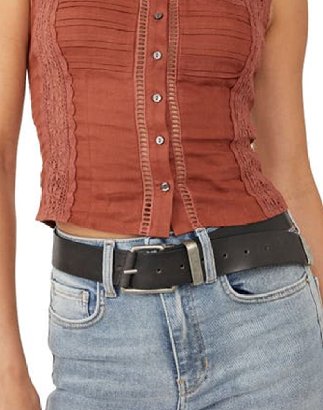 Camiseta regata Maggie Lace feminina Free People marrom tamanho X-S