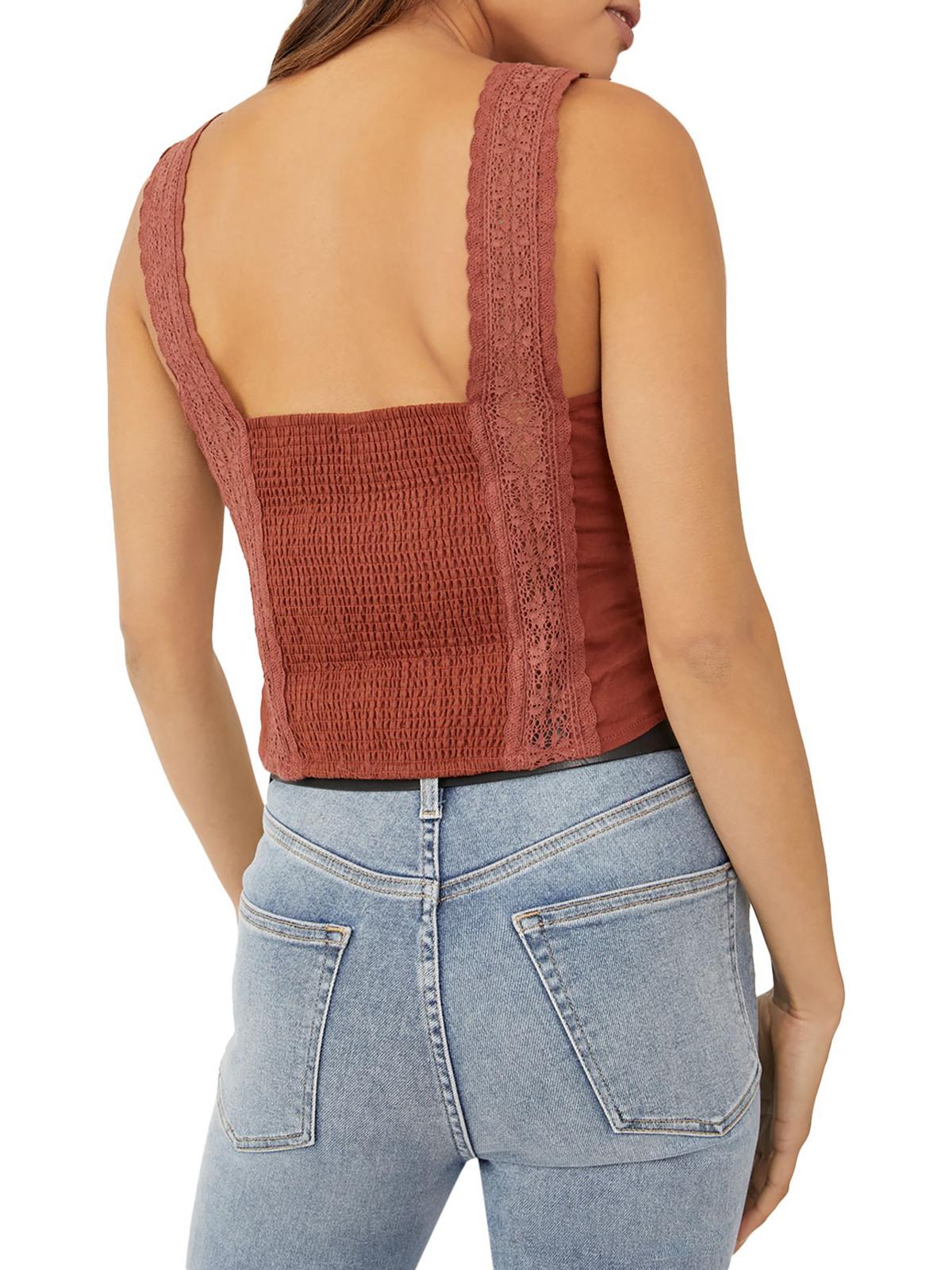 Regata Maggie Lace Feminina Free People em Casca de Coco Marrom Tamanho Grande