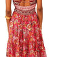 Vestido longo estampado Real Love da Free People para mulheres, tamanho grande, vermelho