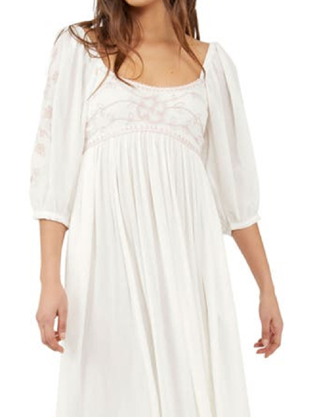 Vestido longo Wedgewood feminino Free People, branco, tamanho X-S