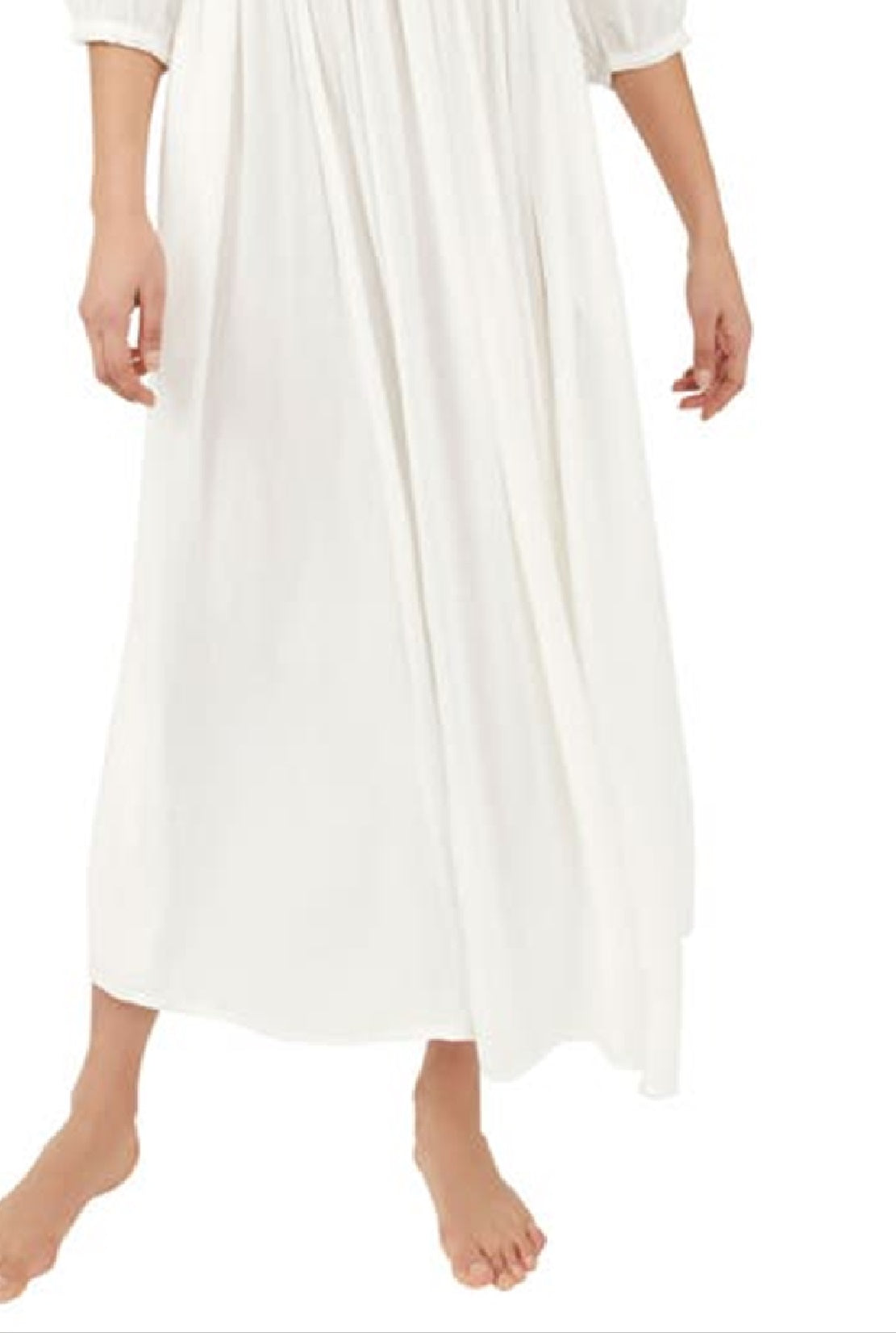 Vestido longo Wedgewood feminino Free People, branco, tamanho X-S