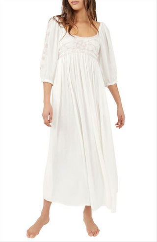 Vestido longo Wedgewood feminino Free People, branco, tamanho pequeno