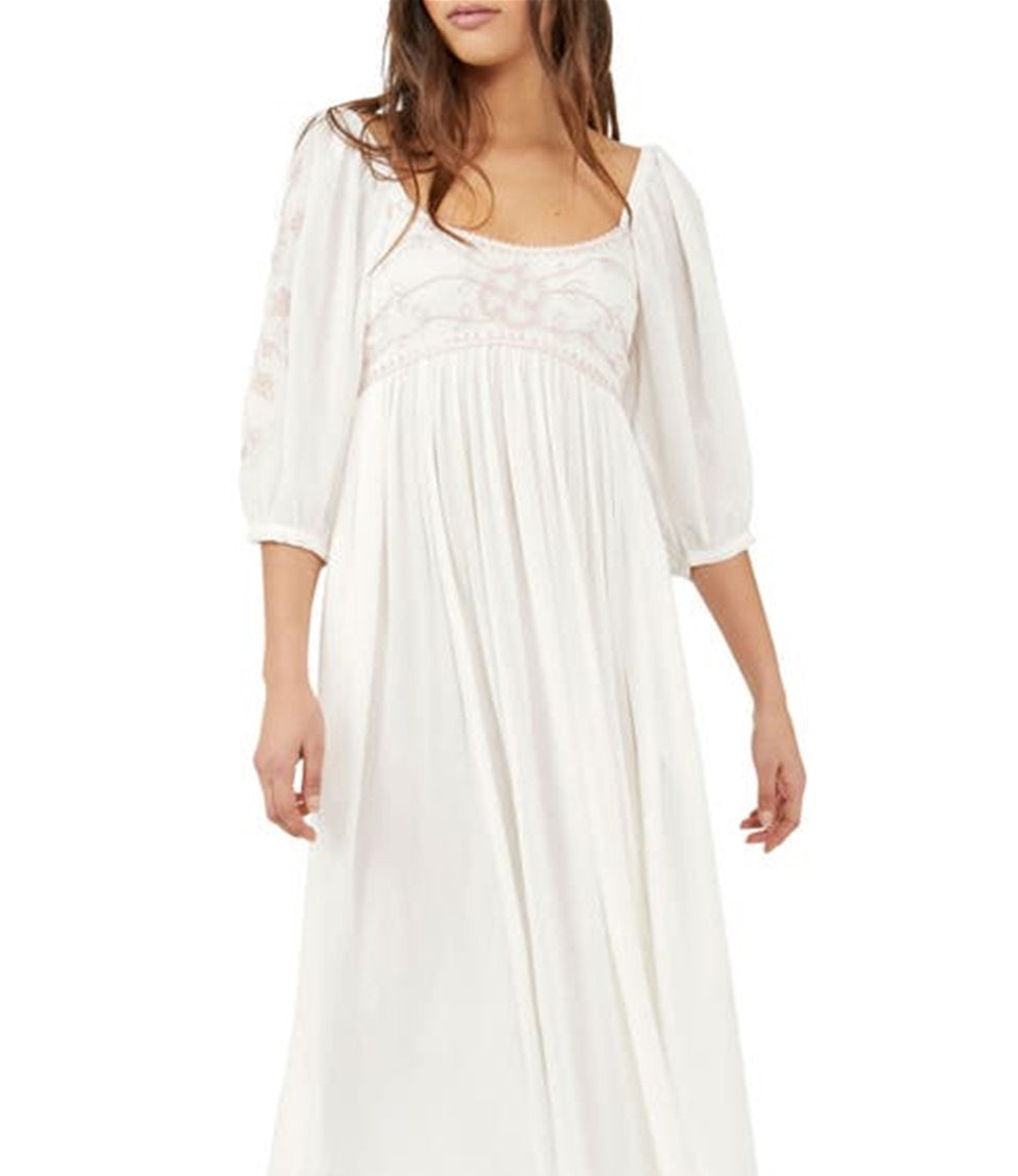 Vestido longo Wedgewood feminino Free People, branco, tamanho pequeno