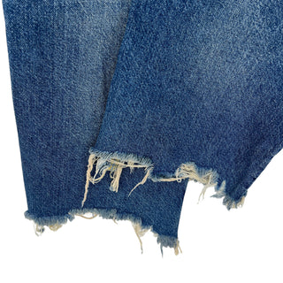 Calça jeans feminina Maggie com perna reta e tornozelo rasgado, azul, tamanho 30
