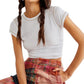 Camiseta feminina Let It Roll de algodão da Free People, branca, tamanho grande