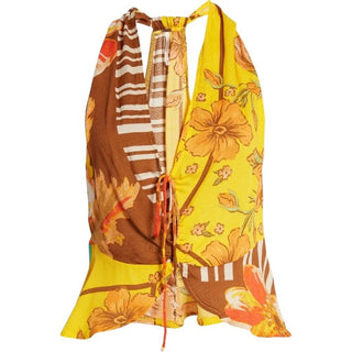 Camiseta regata Hot Tropics feminina Free People amarela tamanho grande