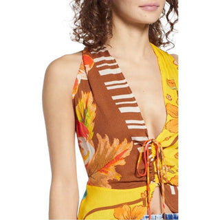 Camiseta regata Hot Tropics feminina Free People amarela tamanho grande