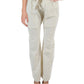 Calça feminina Sky Rider com perna reta Paperbag, branca, tamanho grande