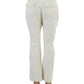 Calça feminina Sky Rider com perna reta Paperbag, branca, tamanho grande