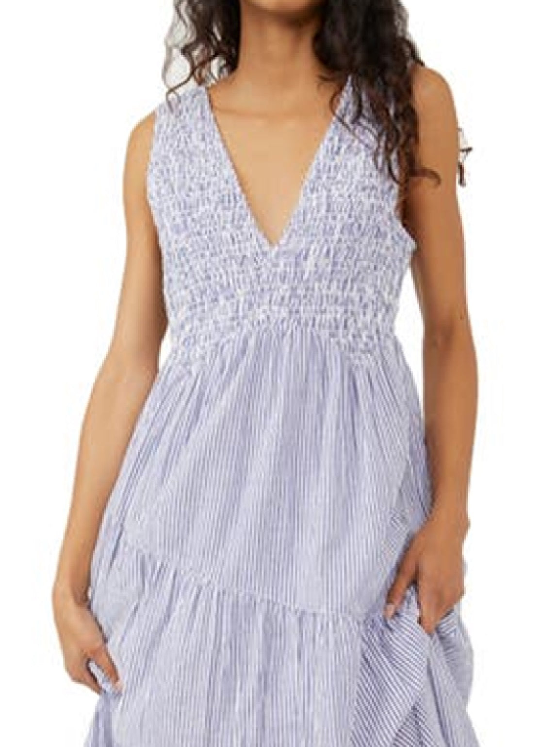 Vestido longo sem mangas com babados e camadas Free People para mulheres, tamanho X-S