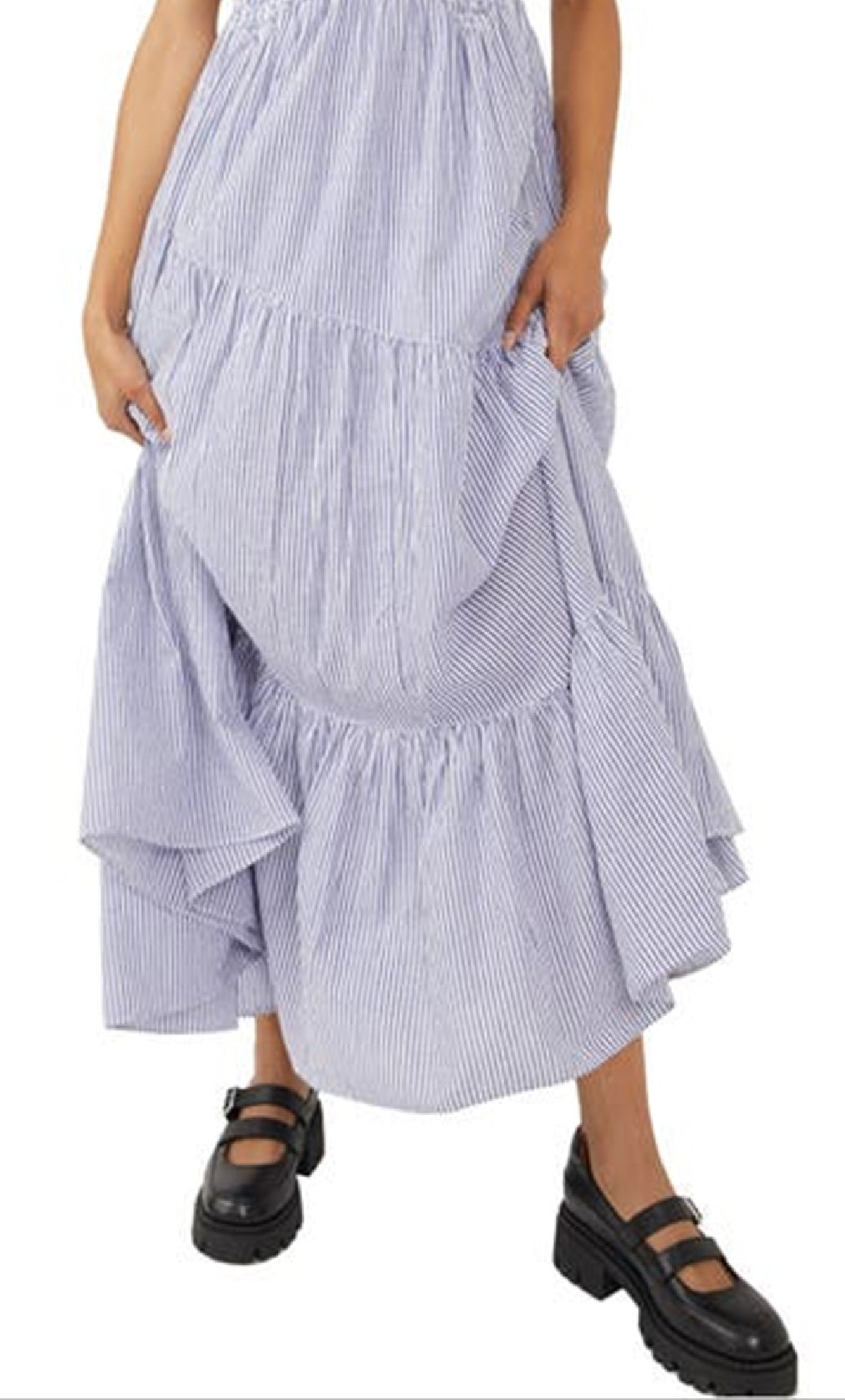 Vestido longo sem mangas com babados e camadas Free People para mulheres, tamanho X-S