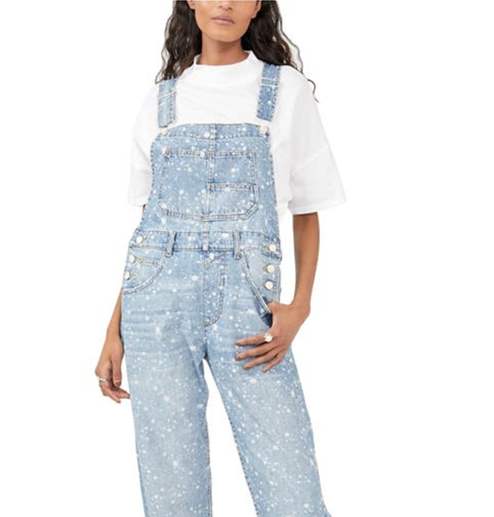 Macacão jeans feminino Ziggy da Free People, azul, tamanho pequeno