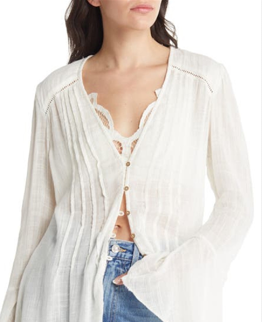 Blusa Greta Gaze Feminina Free People Branca Tamanho X-S
