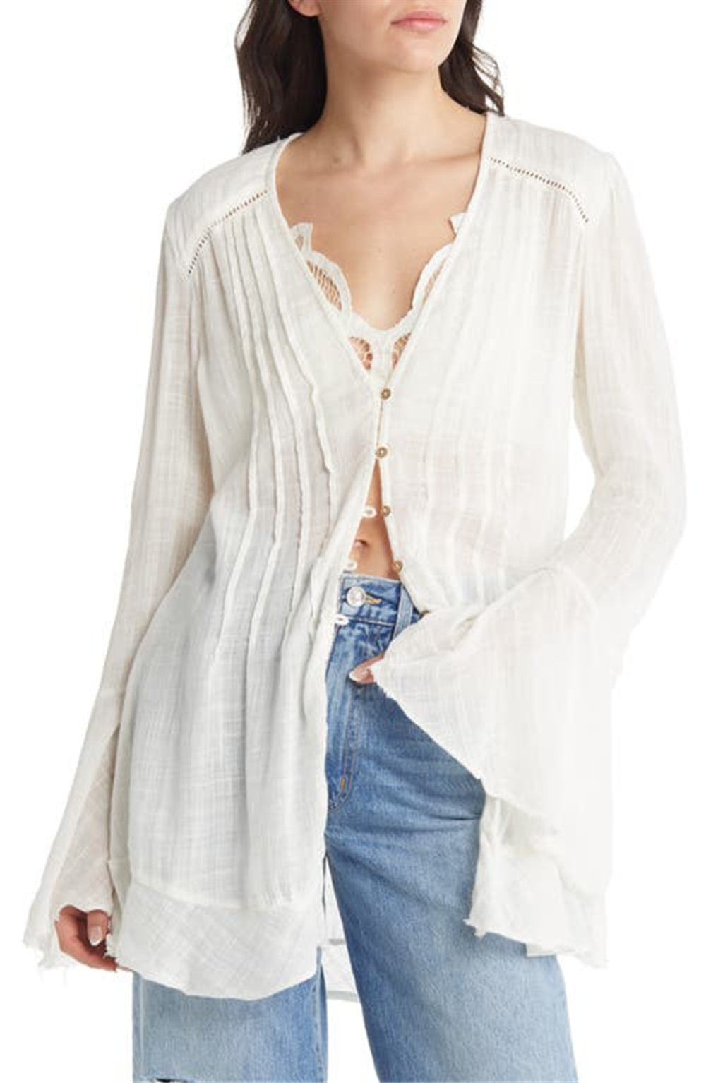 Blusa Greta Gaze Feminina Free People Branca Tamanho X-S