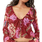 Blusa floral com manga sino e estampa de paraíso feminina Free People, rosa, tamanho pequeno