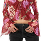 Blusa floral com manga sino e estampa de paraíso feminina Free People, rosa, tamanho pequeno