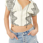 Blusa feminina de algodão bordado Temecula da Free People, branca, tamanho médio
