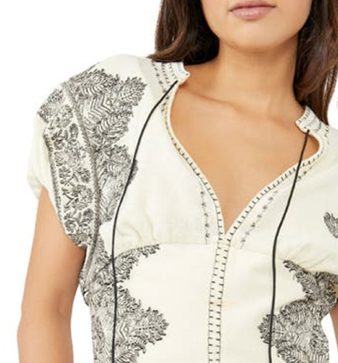 Blusa feminina de algodão bordado Temecula da Free People, branca, tamanho médio