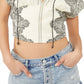 Blusa feminina de algodão bordado Temecula da Free People, branca, tamanho médio