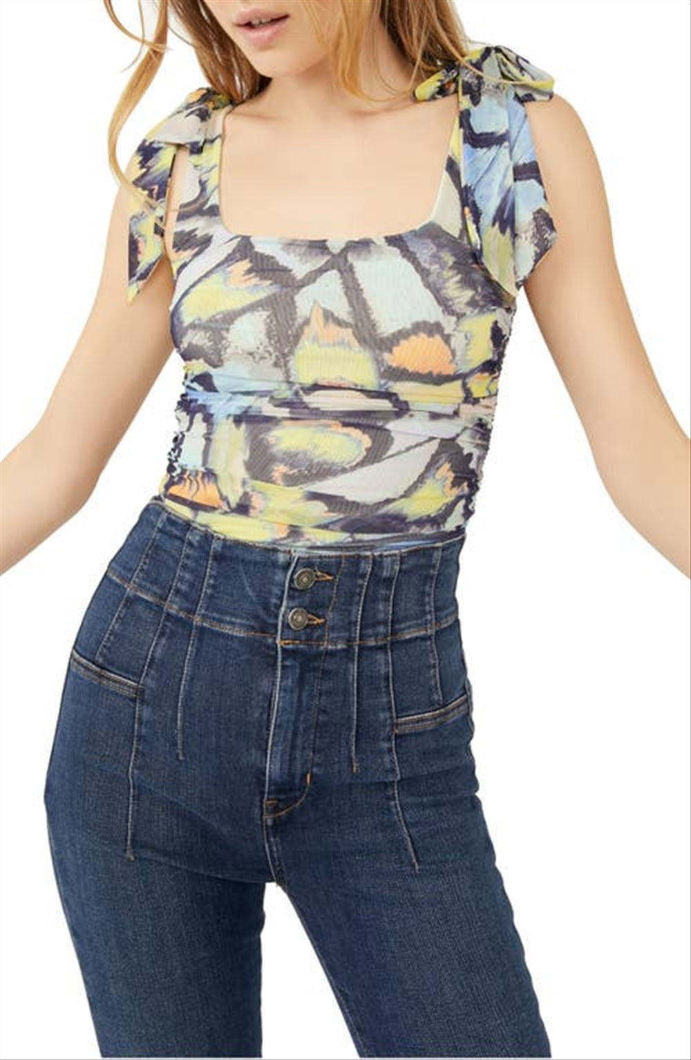Camiseta regata feminina Avenue Print da Free People, verde, tamanho pequeno