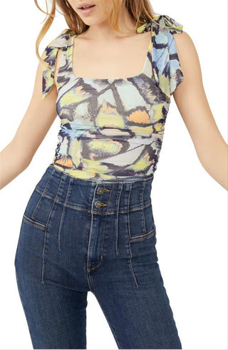 Camiseta regata feminina Avenue Print da Free People, verde, tamanho pequeno