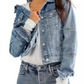 Jaqueta Trucker Jeans Crop Rumors Feminina da Free People Azul Tamanho X-S