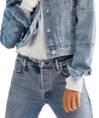 Jaqueta Trucker Jeans Crop Rumors Feminina da Free People Azul Tamanho X-S