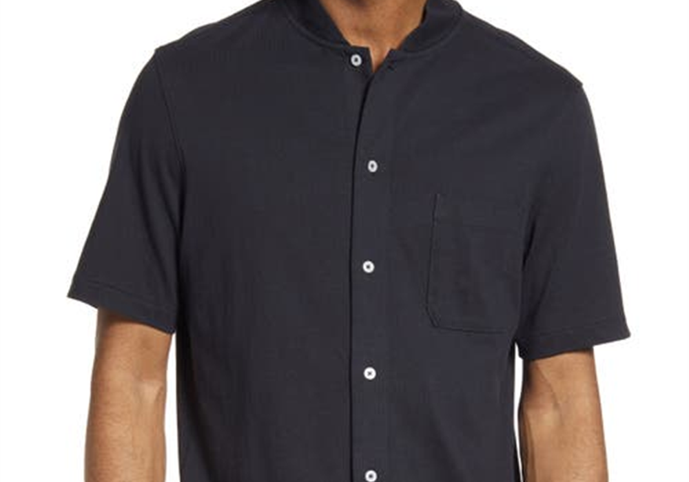 Camisa de malha de algodão preta com botões, tamanho grande, da marca Good Man