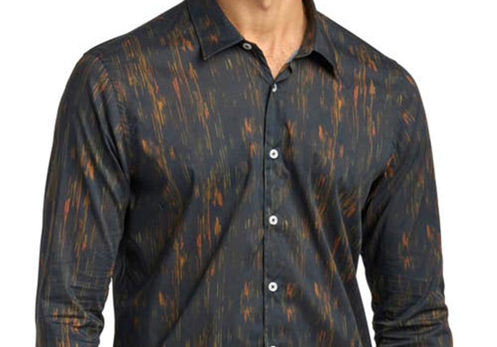 Camisa elástica com botões Good Man Brand On-Point em linhas texturizadas Sky Captain, tamanho extragrande