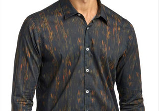 Camisa elástica com botões Good Man Brand On-Point em linhas texturizadas Sky Captain, tamanho extragrande